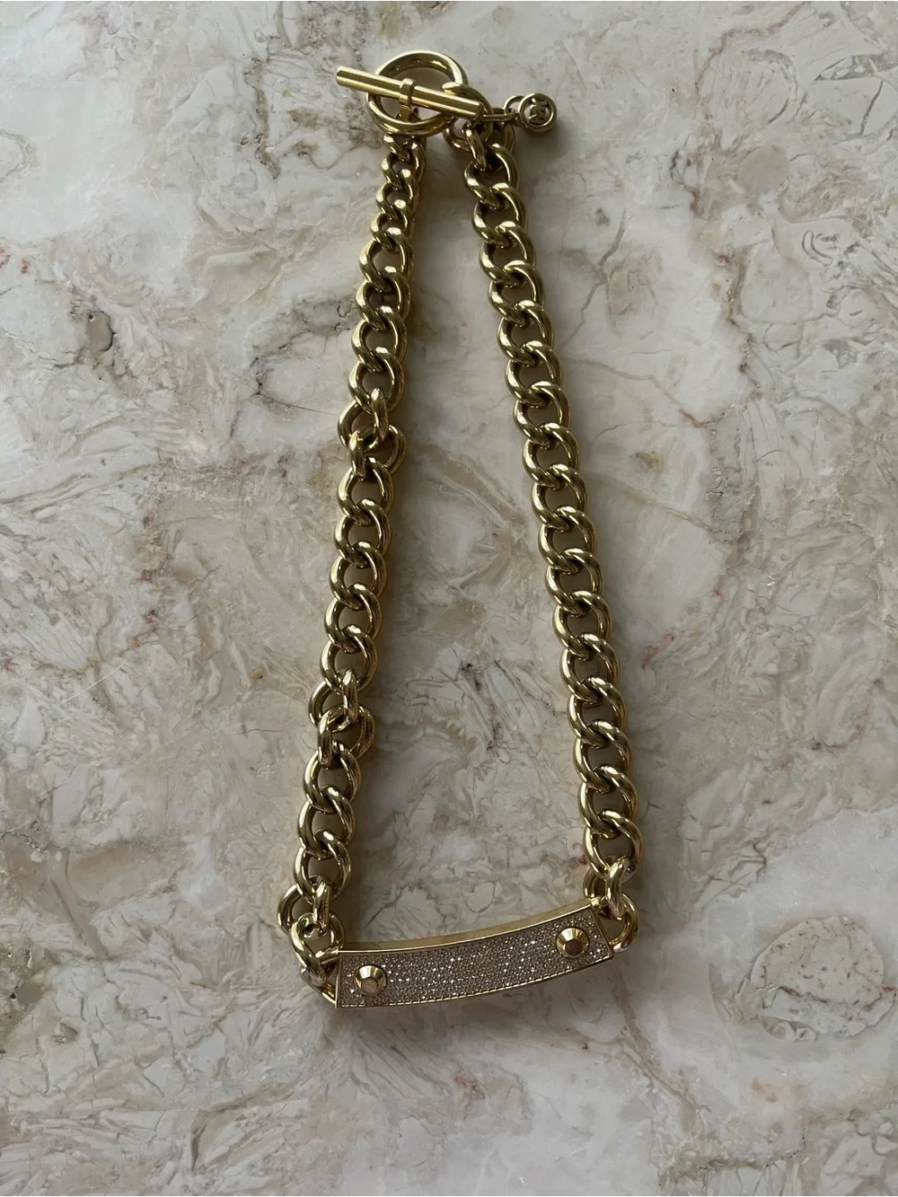 Michael Kors Logo Reversible Pavé ID Style Choker Necklace